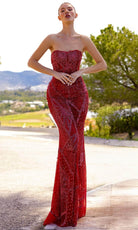 Chic and Holland HF110416 - Strapless Beaded Embellished Evening Dress - Silhouette Dresses