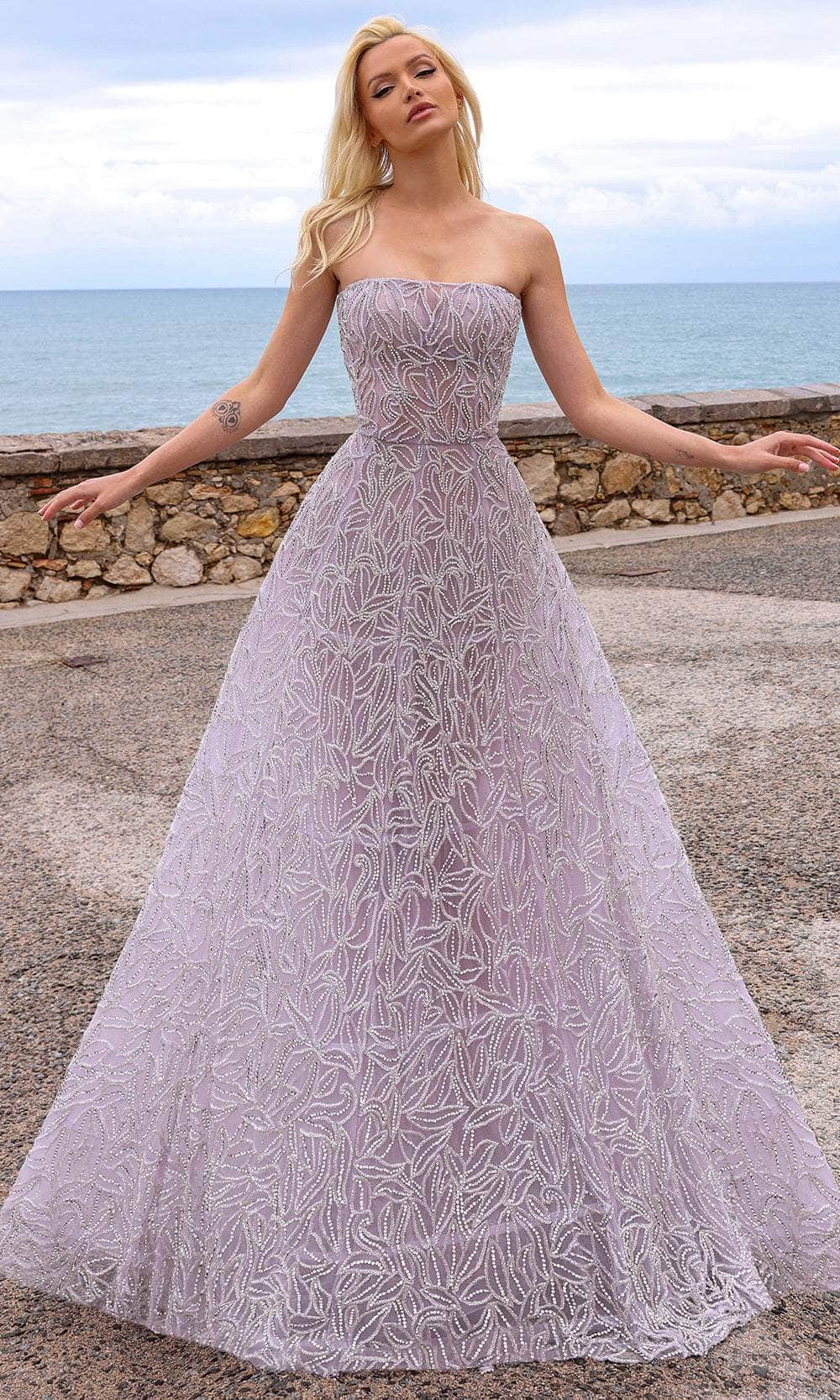 Chic and Holland HF110423 - Strapless Straight-Across Neck Prom Gown - Silhouette Dresses