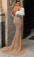 Chic and Holland HF110501 - Feather Accent Off Shoulder Gown