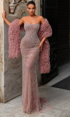 Chic and Holland HF110529 - Strapless Fitted Shimmer Gown