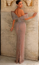 Chic and Holland HF110540 - Folded Off Shoulder Column Dress