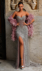 Chic and Holland HF110554 - Corset Bodice Hand Beaded Strapless Dress
