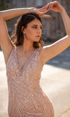Chic and Holland - HF1364 Beaded Sleeveless Modest Prom Sheath Gown - view 4