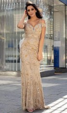 Chic and Holland HF1486 - Beaded Dual Straps Evening Gown - Silhouette Dresses
