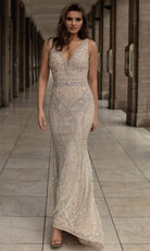 Chic and Holland - HF1521 Sleeveless V-Neck Simple Prom Gown - Silhouette Dresses