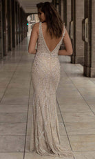 Chic and Holland - HF1521 Sleeveless V-Neck Simple Prom Gown - back view