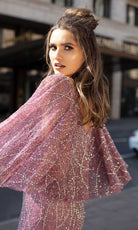 Chic and Holland - HF1529 Beaded Deep V Neck Trumpet Gown - detail view