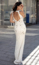 Chic and Holland - HF1531 Embellished Deep V Neck Sheath Dress - detail view