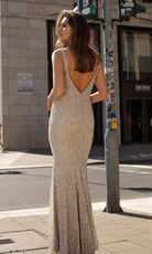 Chic and Holland - HF1539 Embellished Deep V Neck Long Gown - view 5