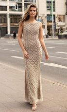 Chic and Holland - HF1557 Beaded Sheath Modest Prom Dress - Silhouette Dresses