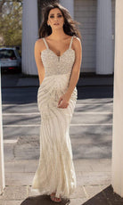 Chic and Holland - HF1560 Beaded Scallop Motif Long Dress - Silhouette Dresses