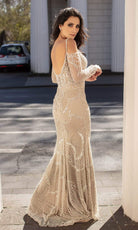 Chic and Holland - HF1568 Cold Shoulder Long Sleeves Dress - detail view