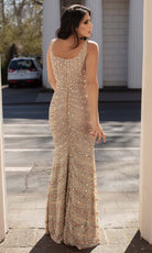 Chic and Holland - HF1582 Sequined Scoop Sheath Dress - back view