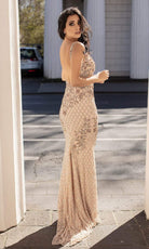 Chic and Holland - HF1593 Sequined Embellished Junior Prom Sweetheart Dress - back view