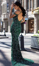 Chic and Holland - HF1636 Cold Shoulder Beaded Simple Prom Trumpet Dress - back view