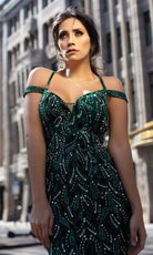 Chic and Holland - HF1636 Cold Shoulder Beaded Simple Prom Trumpet Dress - detail view
