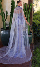 Chic and Holland PH120108 - Strapless V-Neck Beaded Gown with Cape