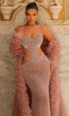Chic and Holland PH120114 - Sheer Cutout Beaded Fitted Gown