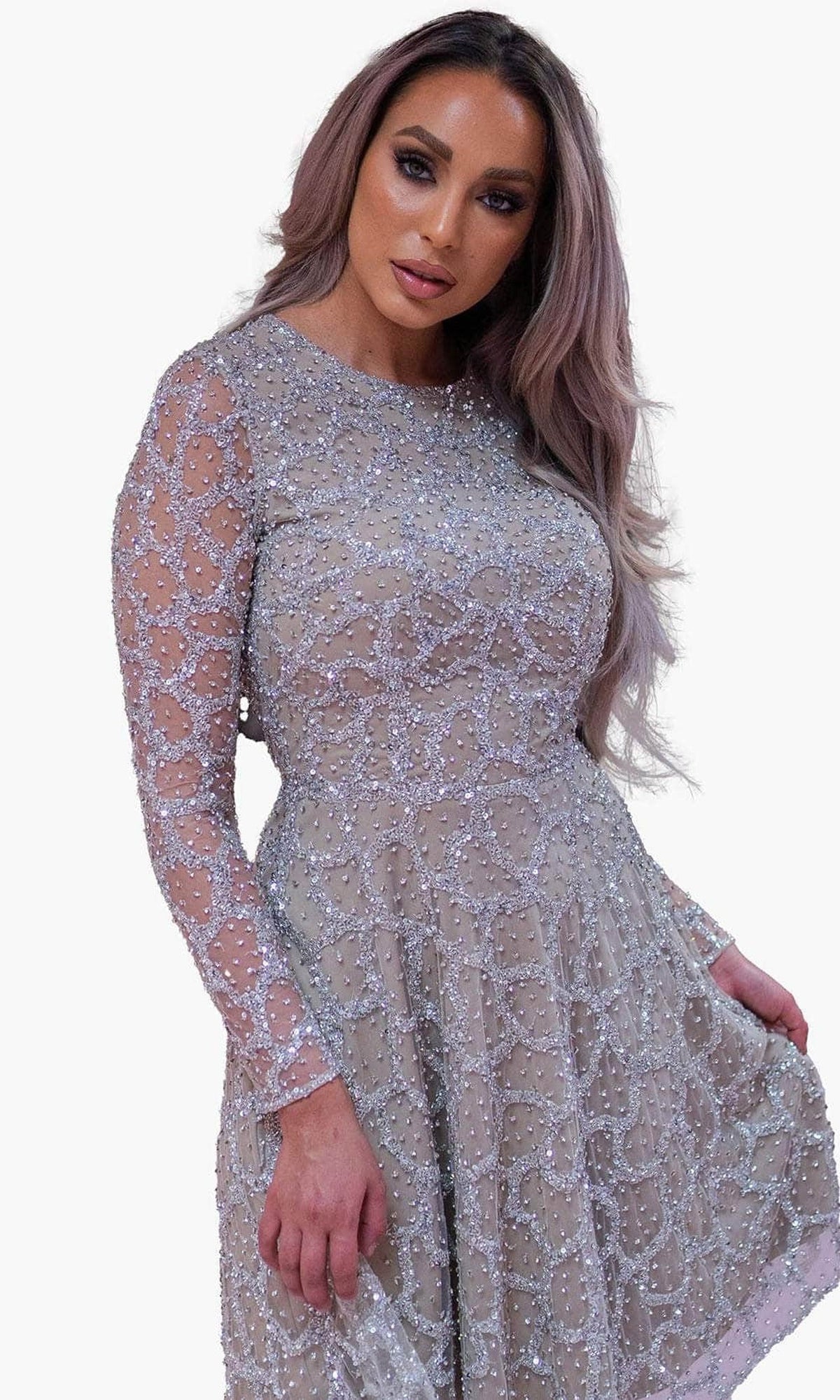 Chic and Holland SD1832 - Jewel Beaded Cocktail Dress