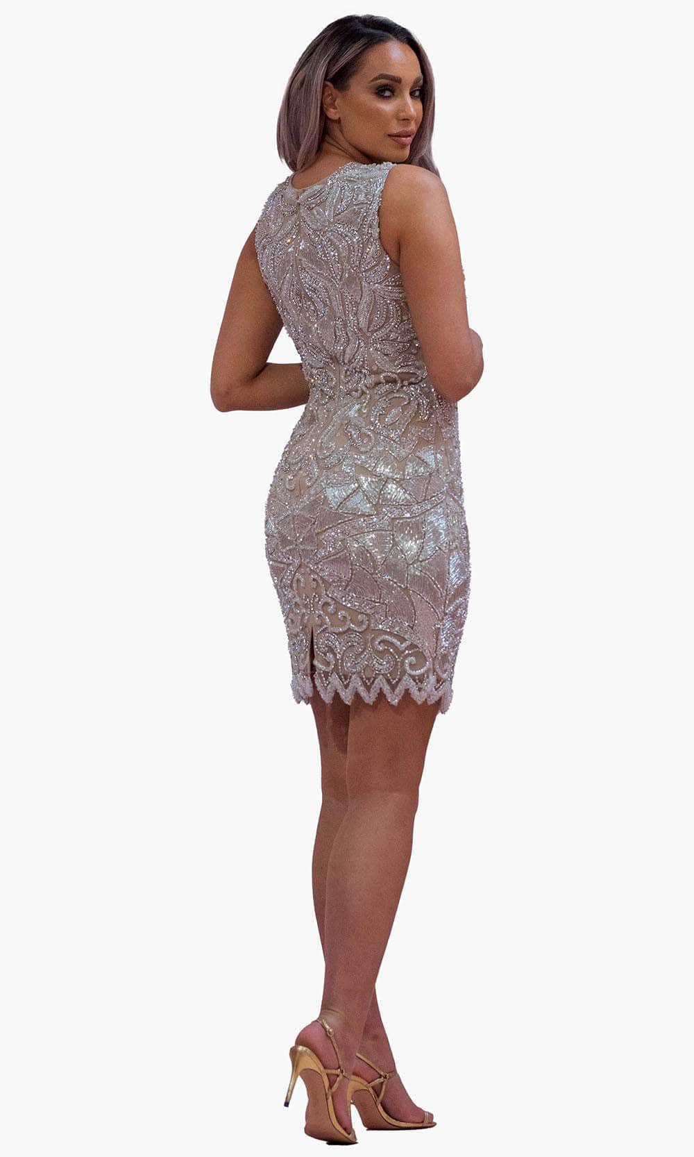 Chic and Holland SD1838 - Illusion Jewel Cocktail Dress - back view