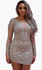 Chic and Holland SD1839 - Fitted Long Sleeve Cocktail Dress