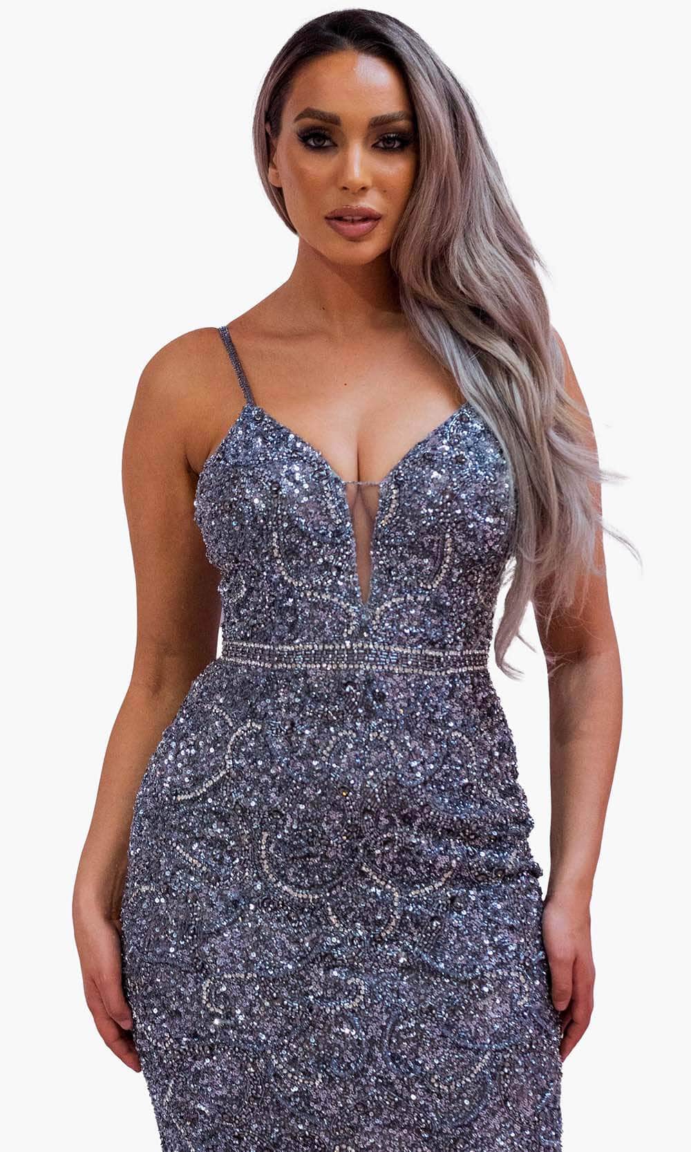 Chic and Holland SD1865 - Sleeveless Sequin Cocktail Dress - detail view