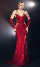 Chic and Holland ZAP120005 - Glittery V-Neck Prom Dress - view 4