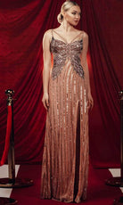 Chic and Holland ZAP120007 - Beaded Butterfly Column Prom Dress - Silhouette Dresses