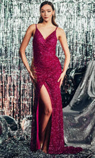 Chic and Holland ZAP120014 - Sleeveless Allover Sequin Prom Dress - detail view
