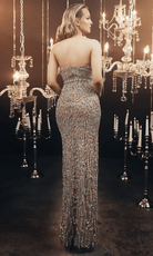 Chic and Holland ZRH440003 - Beaded Evening Gown with Slit - back view