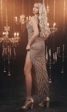 Chic and Holland ZRH440014 - Strapless Bead Fringed Gown - back view