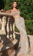 Cinderella Divine CZ0025 - Rhinestone-Embellished Sleeveless Evening Dress