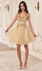 Cinderella Divine CY019 - Applique Corset Style Cocktail Dress