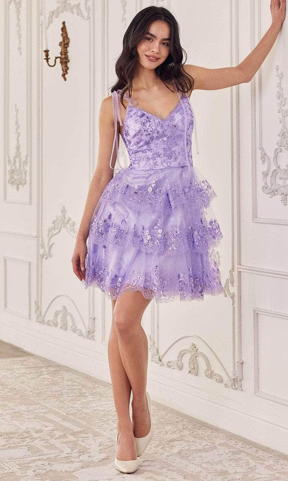 Cinderella Divine KV1090 - Tiered A-Line Silhouette Cocktail Dress