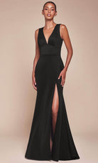 Cinderella Divine CH395 - V-Neck Empire Waist Prom Gown