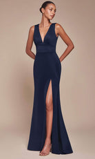 Cinderella Divine CH395 - V-Neck Empire Waist Prom Gown