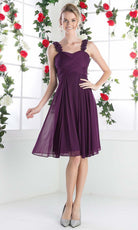 Cinderella Divine - 3801 Floral Strap Empire Waist A-Line Short Dress
