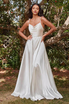 Cinderella Divine - BD104W Sleeveless Satin A-Line Gown