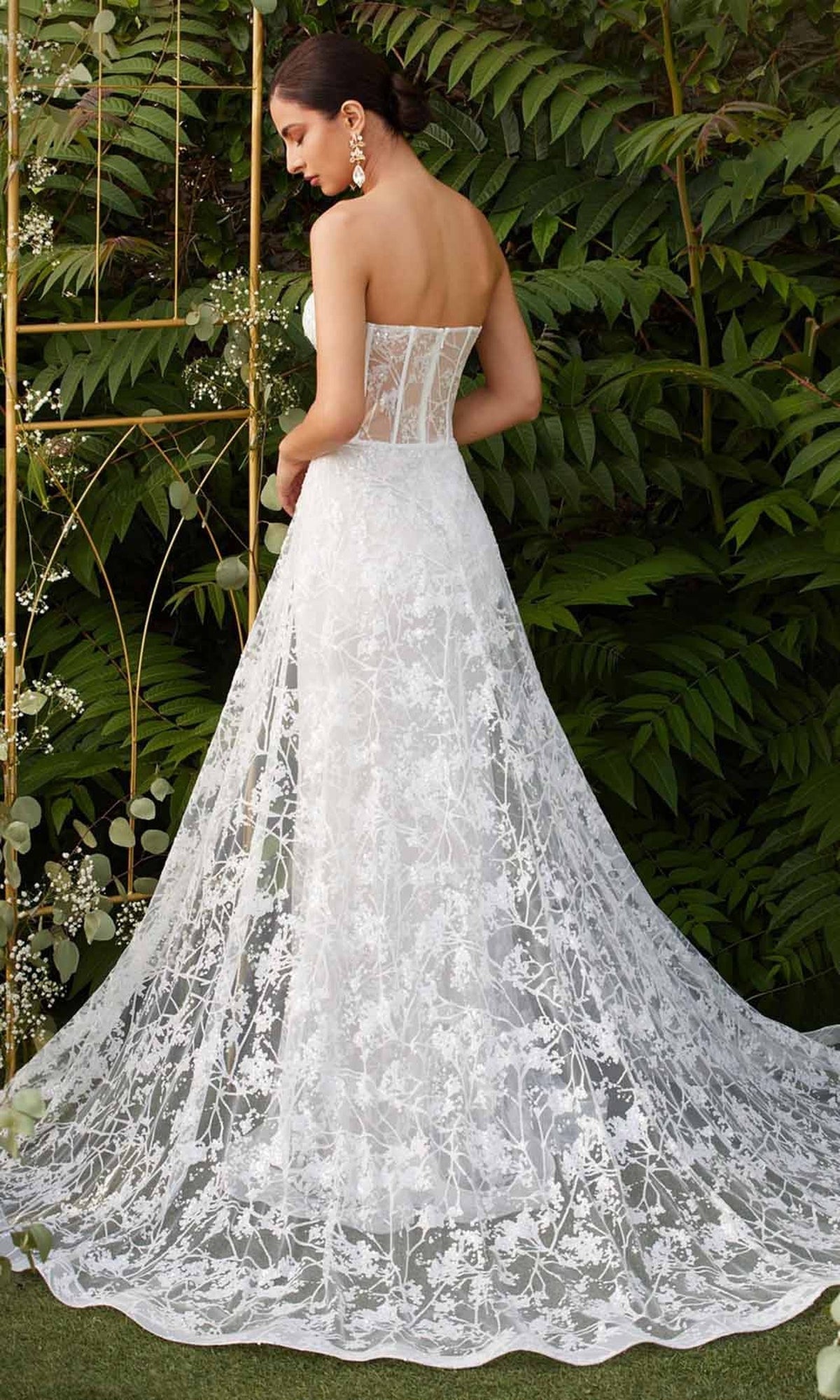 Cinderella Divine - CB046W Applique Sweetheart Gown With Overskirt