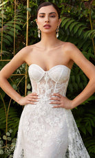Cinderella Divine - CB046W Applique Sweetheart Gown With Overskirt