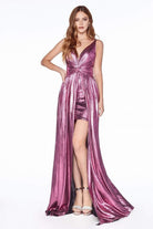 Cinderella Divine - CD0151 A-Line Metallic Dress with Mini Skirt