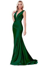 Cinderella Divine - CD912 Sleeveless V Neck Mermaid Long Evening Gown