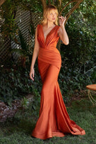 Cinderella Divine - CD912 Sleeveless V Neck Mermaid Long Evening Gown