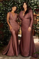 Cinderella Divine - CD912 Sleeveless V Neck Mermaid Long Evening Gown