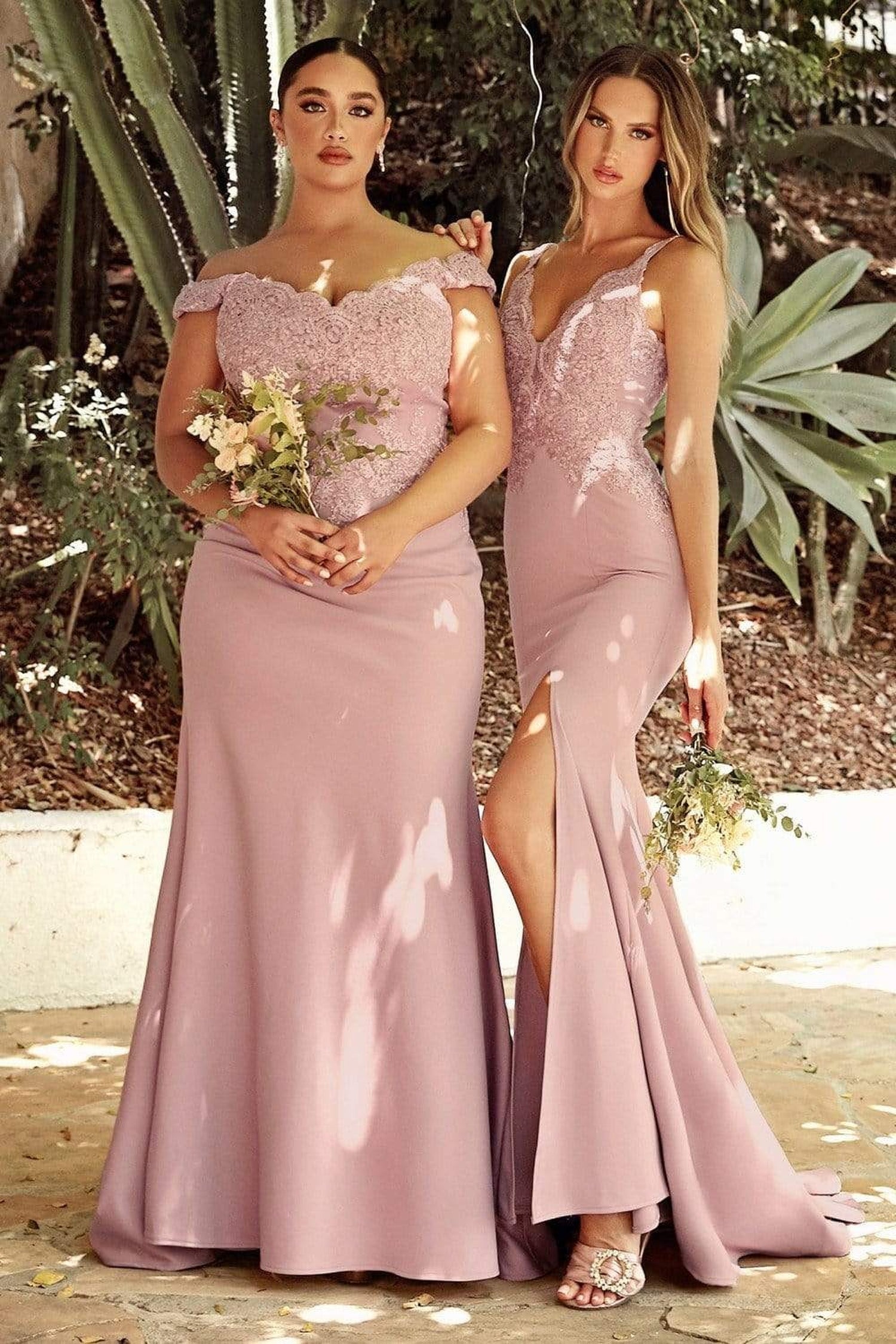 Cinderella Divine - CF158 Off Shoulder Stretch Crepe Satin Gown