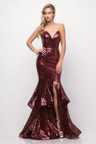 Cinderella Divine - UE010 Allover Sequin Tiered Ruffle Mermaid Gown