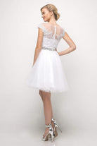 Cinderella Divine - UJ0012 Illusion Shoulders Ruffled Hem Cocktail Dress