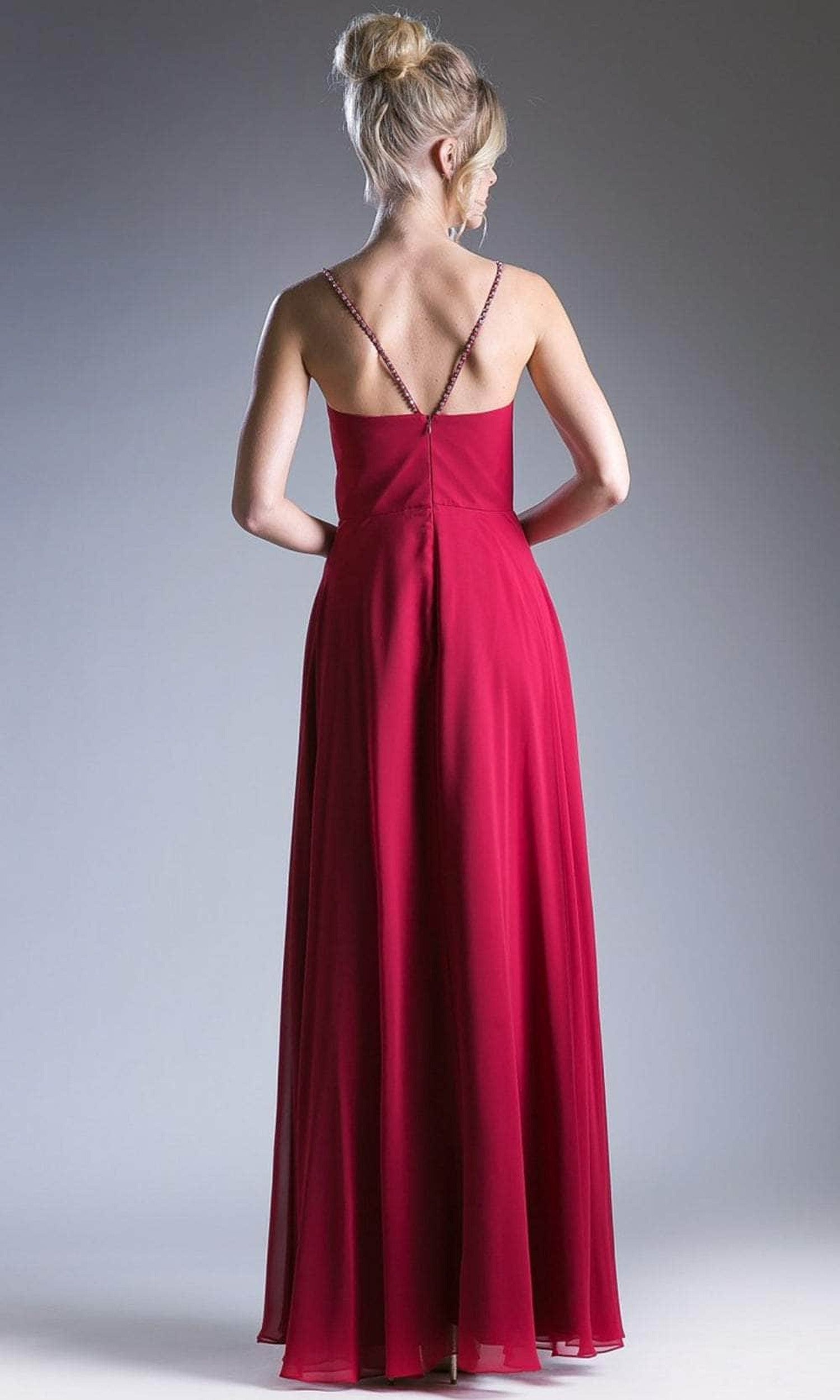 Cinderella Divine 1010 - Crisscross Neck Ruch Bod Chiffon Gown