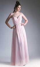 Cinderella Divine 1010 - Crisscross Neck Ruch Bod Chiffon Gown