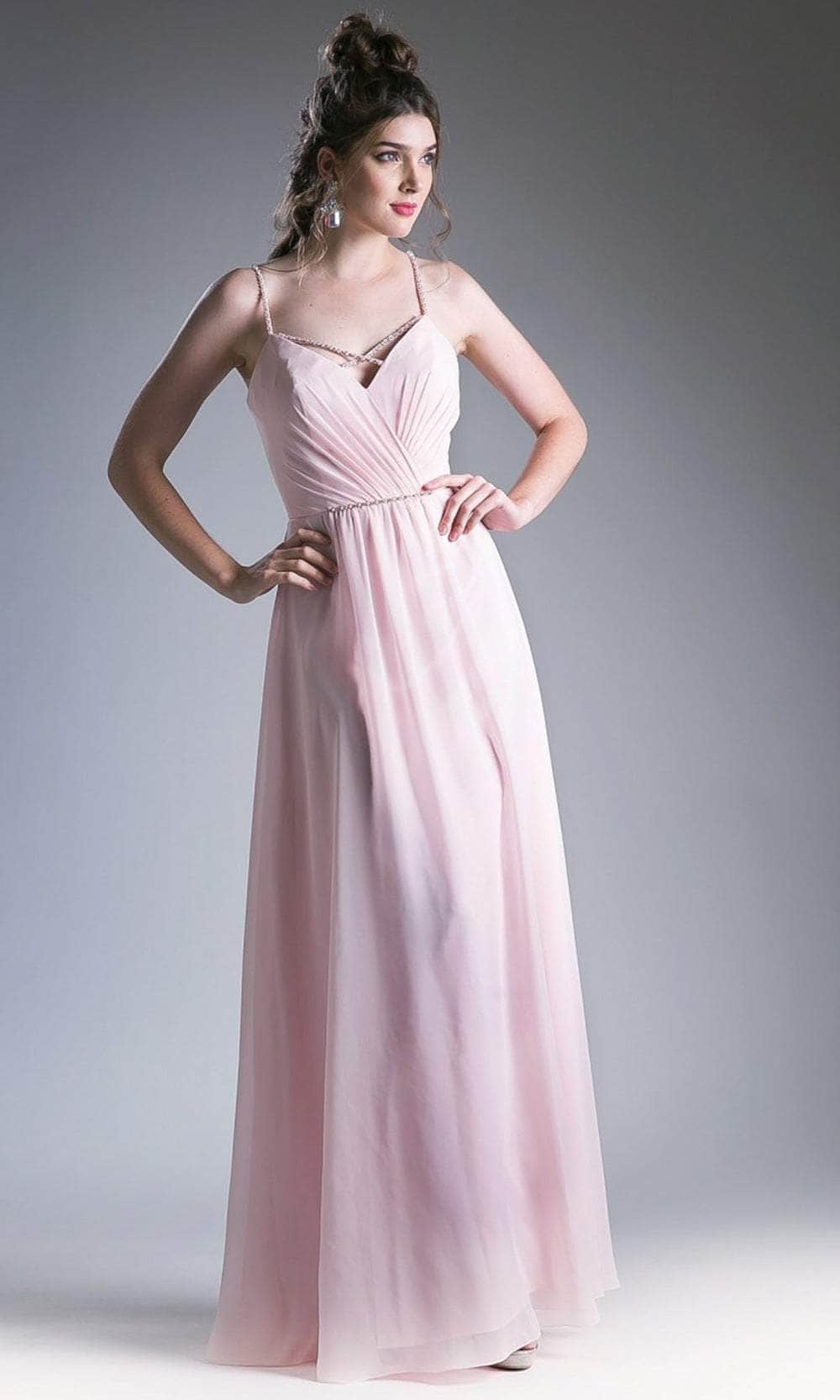 Cinderella Divine 1010 - Crisscross Neck Ruch Bod Chiffon Gown - detail view